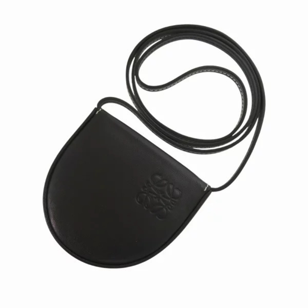 Loewe Anagram Shoulder Strap Calfskin Black Coin Case